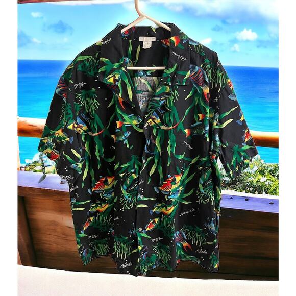 Hawaii Other - Made in Hawaii Size XXL Ocean Fish Print USA Hawaiian Button T-Shirt Colorful‎